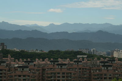 High angle view of townscape against sky