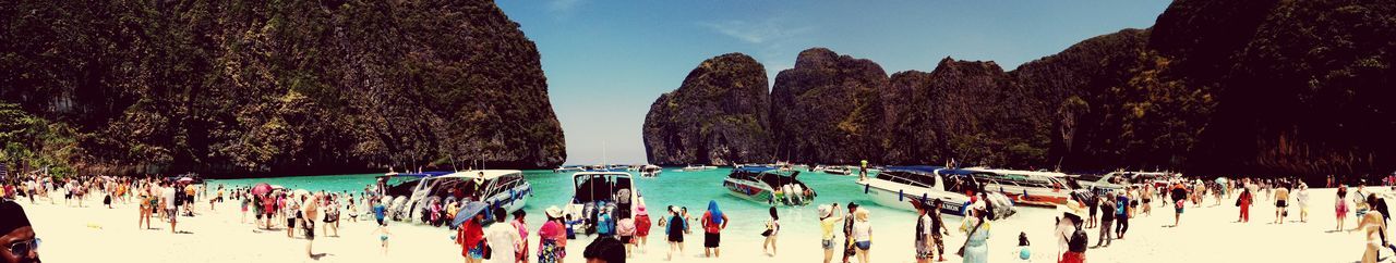 Panoramic view of people on beach