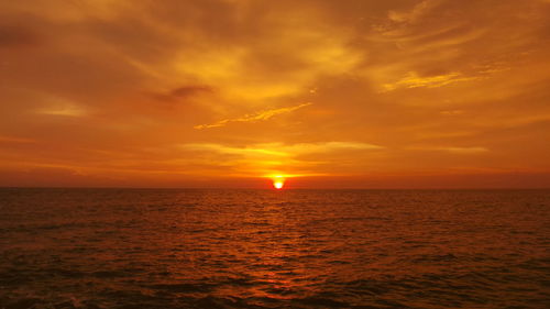 Scenic view of sea at sunset