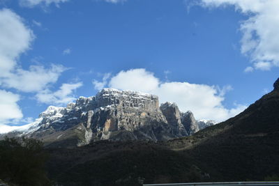 Low angle view of mountain against sky