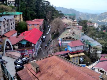 High angle view of buildings in city