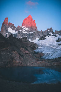 Scenic view of snowcapped mountain against sky