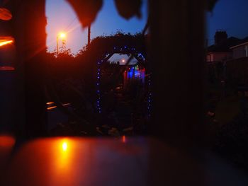 Close-up of illuminated christmas tree at night