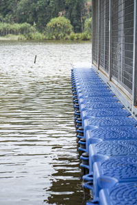 A view of the floating tank attached to the boathouse on lake chini. selective focus points