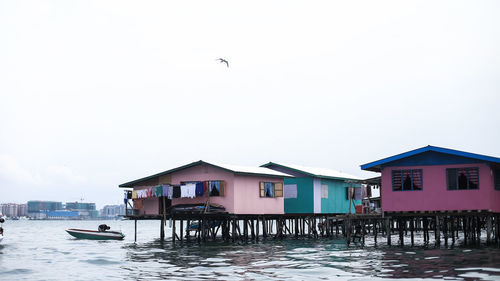 View of stilts in river