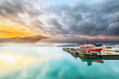 Scenic view of sea against dramatic sky