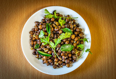 High angle view of meal served in plate