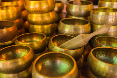 Full frame shot of mortar and pestles