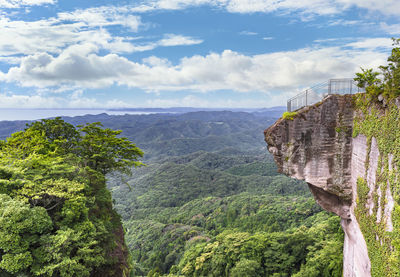 Cliff of jigoku nozoki meaning peep into hell overlooking the boso peninsula in the mount nokogiri.