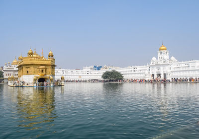 Beautiful view of golden temple - harmandir sahib in amritsar, punjab, india, famous indian sikh