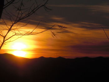 Scenic view of mountains during sunset