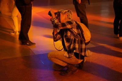 Close-up of woman in dark