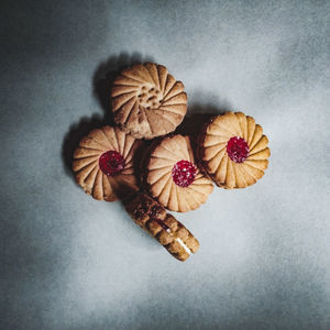 High angle view of dried fruits on table