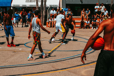 People on street in city