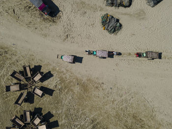 High angle view of people at beach