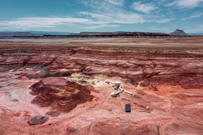 Hanksville utah usa - may 4, 2021 panorama of the mars desert research station. 