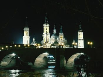 View of illuminated city at night