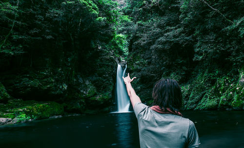 Scenic view of river flowing through forest