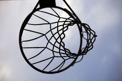 Low angle view of basketball hoop against sky