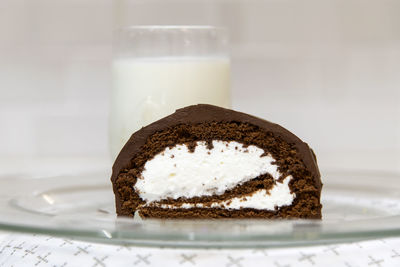 Close-up of dessert in plate on table