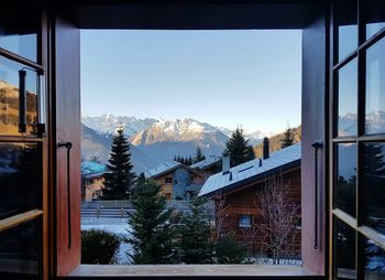 View of city through window