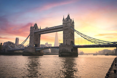 View of bridge over river against cloudy sky