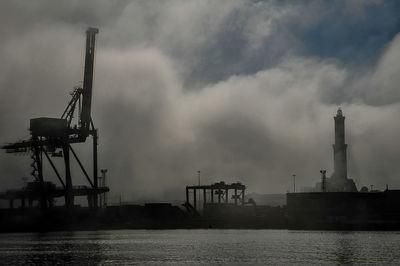 Genova lightouse 'la lanterna' in the caligo 'fog'