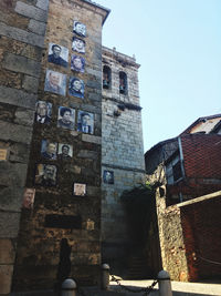 Low angle view of old building against sky