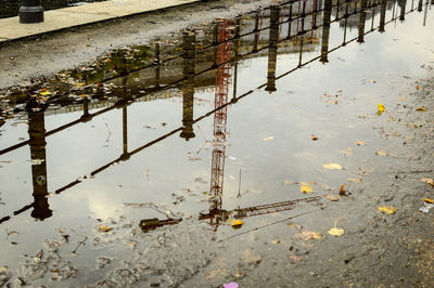 Reflection of puddle in water