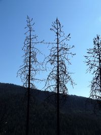 Scenic view of mountains against clear blue sky