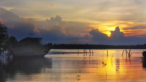 Scenic view of sunset over sea