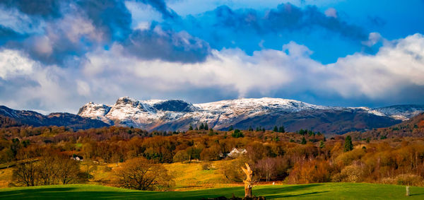 Scenic view of mountains against sky