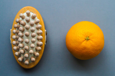 High angle view of orange on table