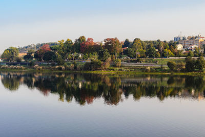 Scenic view of lake against sky