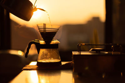 Close-up of coffee cup on table at cafe