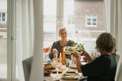 Family eating dinner at home