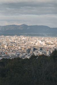 High angle view of townscape against sky