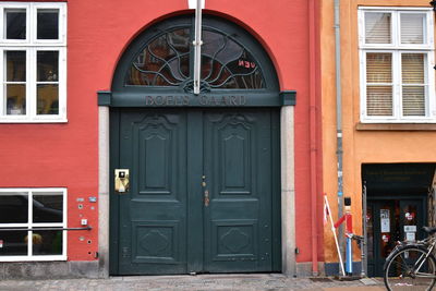Closed door of building