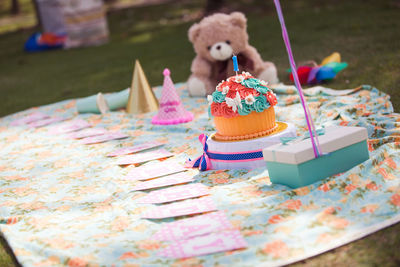 Close-up of cupcakes on table