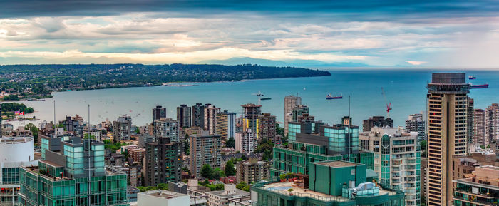 High angle view of cityscape against sky