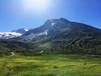 Scenic view of mountains against clear sky