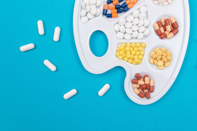 High angle view of multi colored pencils on table