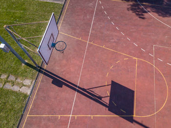 High angle view of basketball hoop at playground
