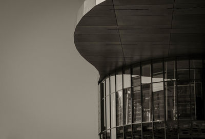 Low angle view of modern building against clear sky