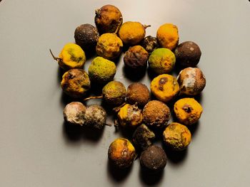 High angle view of fruits on table