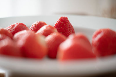 Close-up of strawberries in plate