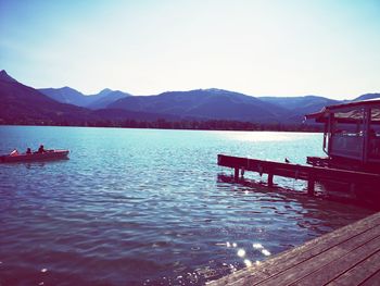 Scenic view of lake against sky