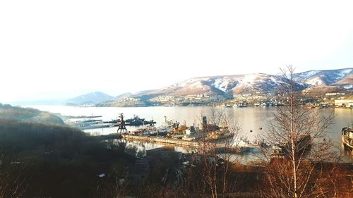 Scenic view of lake and mountains