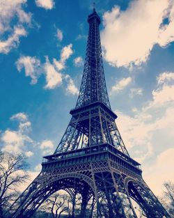 Low angle view of eiffel tower against sky