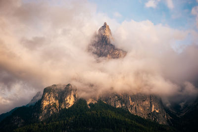 Scenic view of mountains against sky during sunset